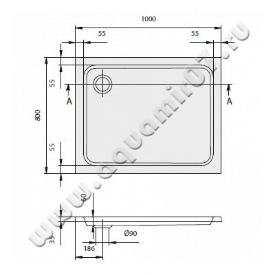 Акриловый поддон для душа Villeroy & Boch O.novo UDA1806DEN2V-01 размеры