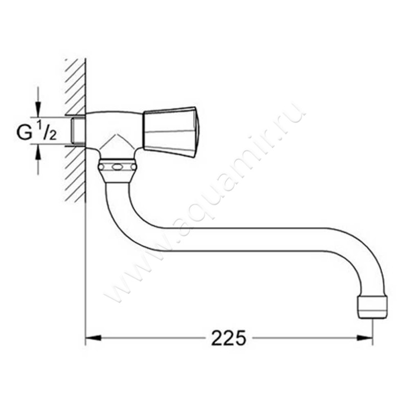 Настенны кран для раковины на холодную воду Grohe Costa 30484001 размеры