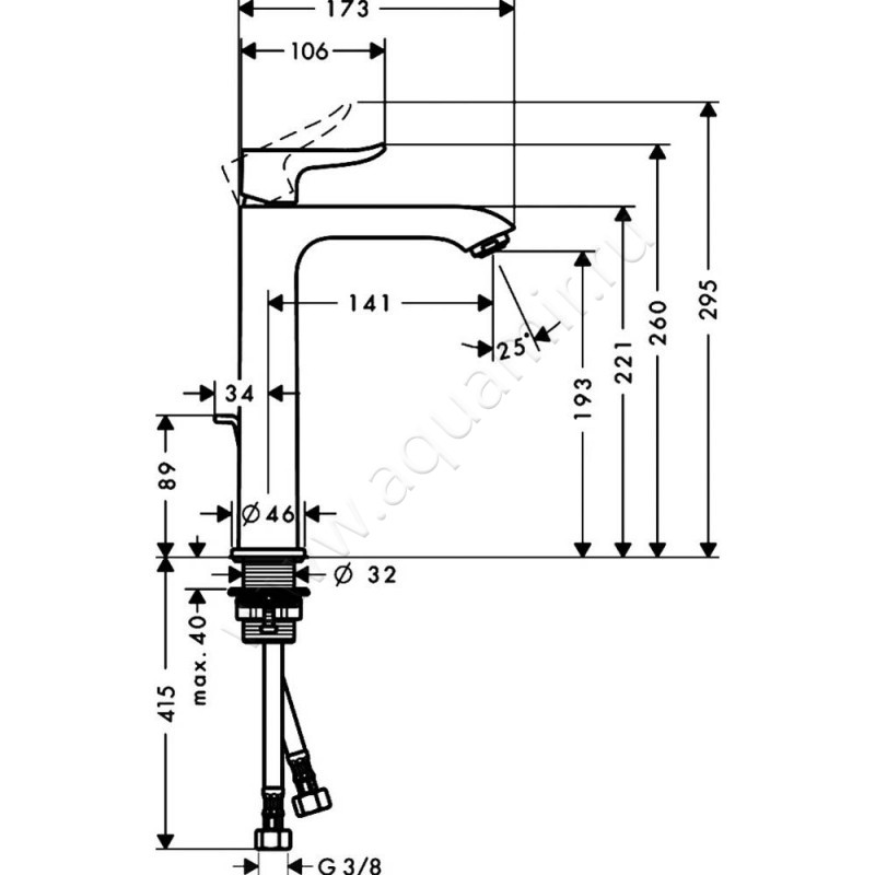 Смеситель для раковины Hansgrohe Metris 31183000 размеры
