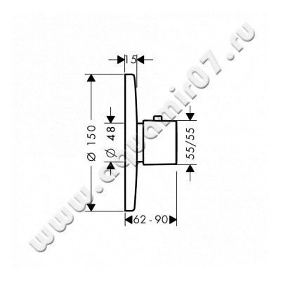 Встраиваемый смеситель для душа с термостатом Hansgrohe Metris 31571000 размеры