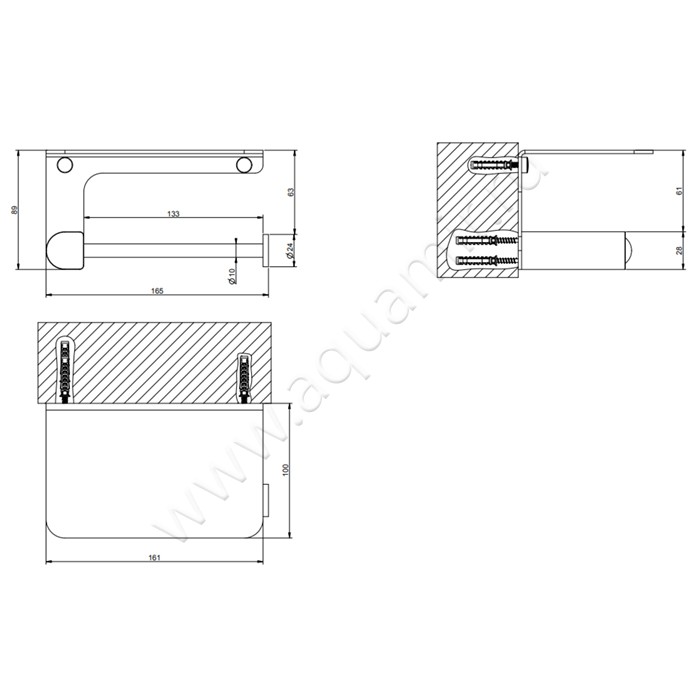 Настенный держатель для туалетной бумаги Gessi Rilievo 59449149 размеры