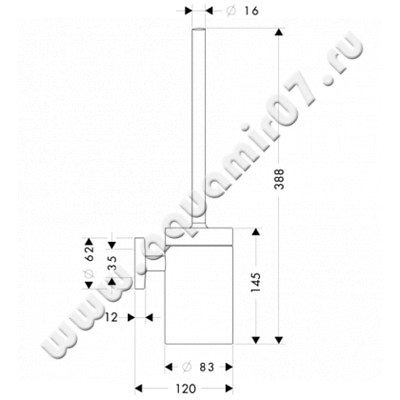 Ершик настенный Hansgrohe Logis 40522000 размеры