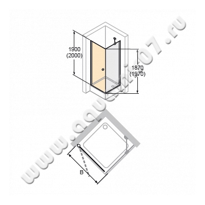 Маятниковая душевая дверь для боковой стенки Huppe Design elegance 8E0602087321 размеры