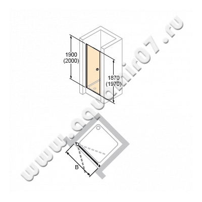 Маятниковая душевая дверь для боковой стенки Huppe Design elegance 8E0602087321 размеры