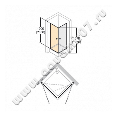 Маятниковая душевая дверь для боковой стенки Huppe Design elegance 8E0602087321 размеры