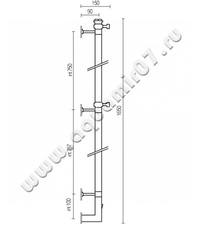 Полотенцесушитель электрический Margaroli Arcobaleno 616X/L BOX 616XCRB-1650 размеры