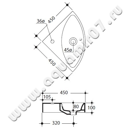 Рукомойник подвесной Kerasan Cento 3541 01 размеры