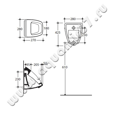 Писсуар подвесной Kerasan Spa 333001 размеры