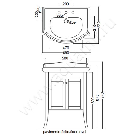 Тумба под раковину Kerasan Retro 7351 40 размеры