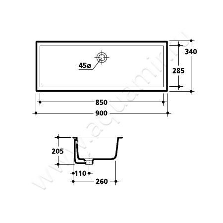 Раковина встраиваемая снизу под столешницу без отверстий Kerasan Slim 0230 01 размеры