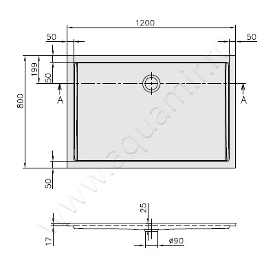 Квариловый поддон для душа Villeroy & Boch Futurion UDQ1280FFL2V-01 размеры