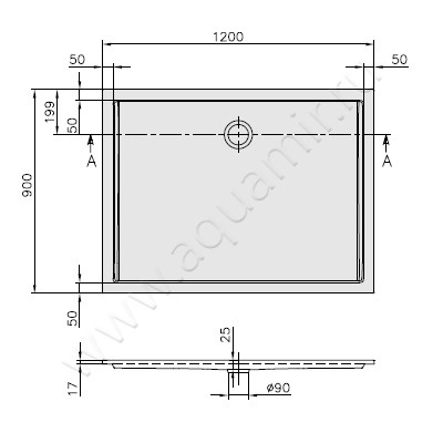 Квариловый поддон для душа Villeroy & Boch Futurion UDQ1290FFL2V-01 размеры