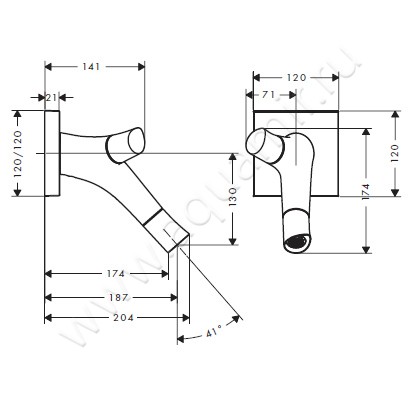 Смеситель для раковины Hansgrohe Axor Starck Organic 12015000 размеры