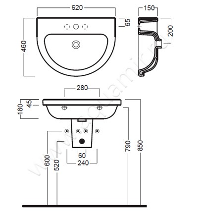 Раковина подвесная Hatria Erika Pro 00YXJE01 размеры