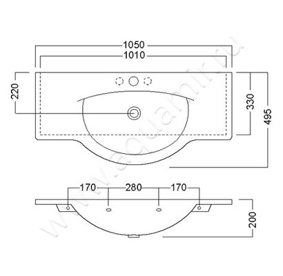 Раковина подвесная Hatria Sophie 00YU9001 размеры