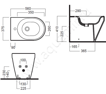 Биде напольное Hatria Daytime Evo 00YQ3501 размеры