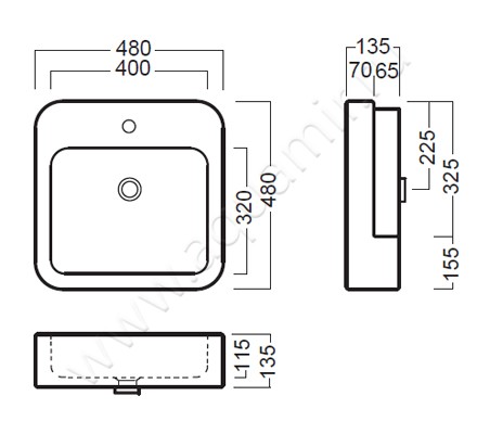 Раковина полувстраиваемая Hatria Happy Hour 00Y0M801 размеры