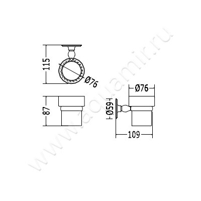 Стакан настенный Devon & Devon Old Navy MIL609OT размеры